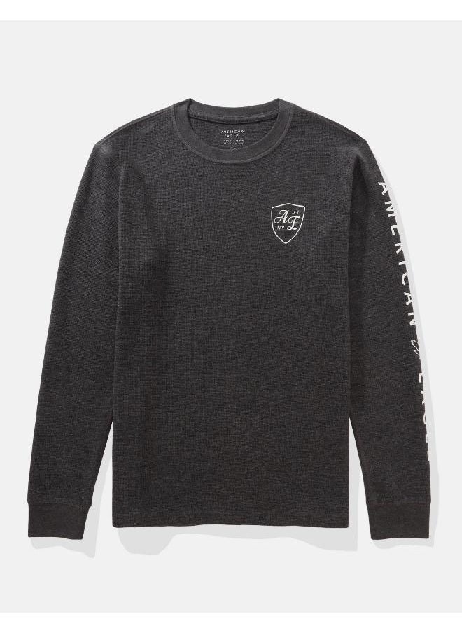 American Eagle AE Long-Sleeve Logo Graphic Thermal T-Shirt  - Image 3