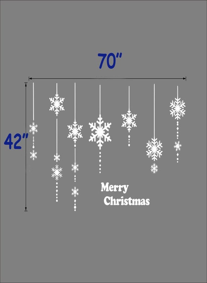 DNVEN Merry Christmas Wall Decals Super Large Snow Flake Curtains Snowflakes Decorative Wall Stickers Door Window Stickers Glass for Kids Rooms Nursery Bedrooms DIY White 71 inches x 42 inches - Image 4