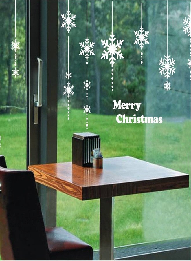 DNVEN Merry Christmas Wall Decals Super Large Snow Flake Curtains Snowflakes Decorative Wall Stickers Door Window Stickers Glass for Kids Rooms Nursery Bedrooms DIY White 71 inches x 42 inches - Image 3