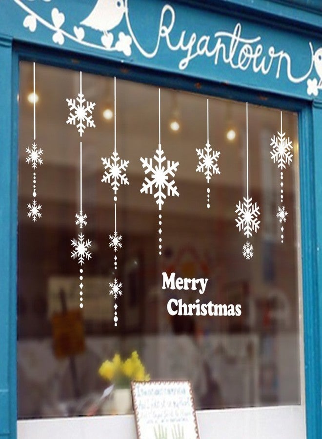 DNVEN Merry Christmas Wall Decals Super Large Snow Flake Curtains Snowflakes Decorative Wall Stickers Door Window Stickers Glass for Kids Rooms Nursery Bedrooms DIY White 71 inches x 42 inches - Image 2