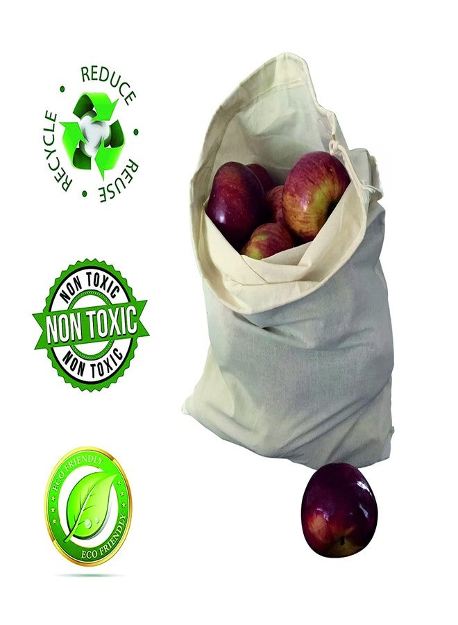 OREAYU 12 Big Size Muslin Cotton Reusable Multipurpose Kitchen Storage Bags - Fridge, Grocery, Vegetable & Fruit Storage (Set of 12) - Image 4