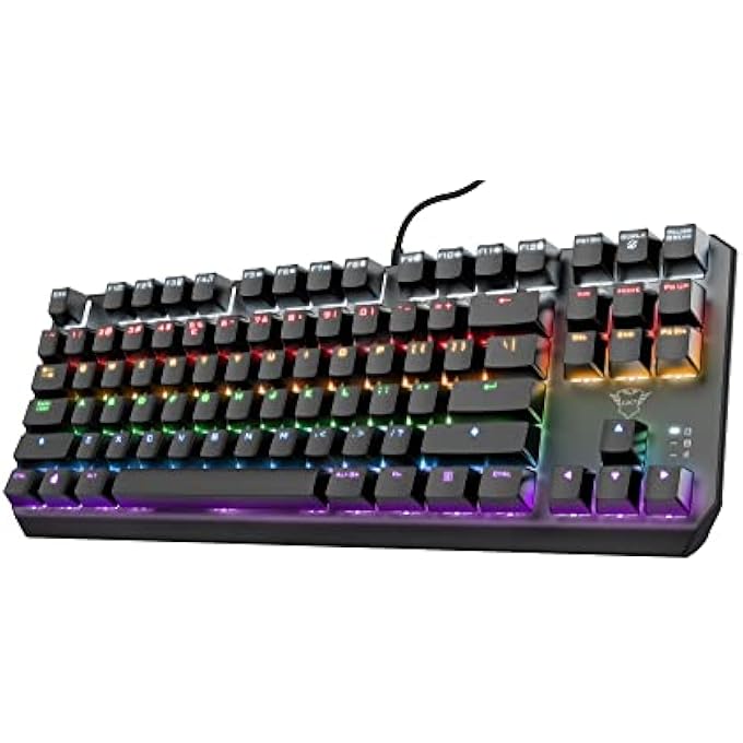 Trust GXT 834 CALLAZ TKL MECHANICAL KEYBOARD, US/NL QWERTY LAYOUT, OUTEMU SWITCH, MULTICOLOURED LED LIGHTING, 12 MEDIA KEYS, USB GAMING KEYBOARD 80 PERCENT FOR PC, LAPTOP, MAC - Image 1