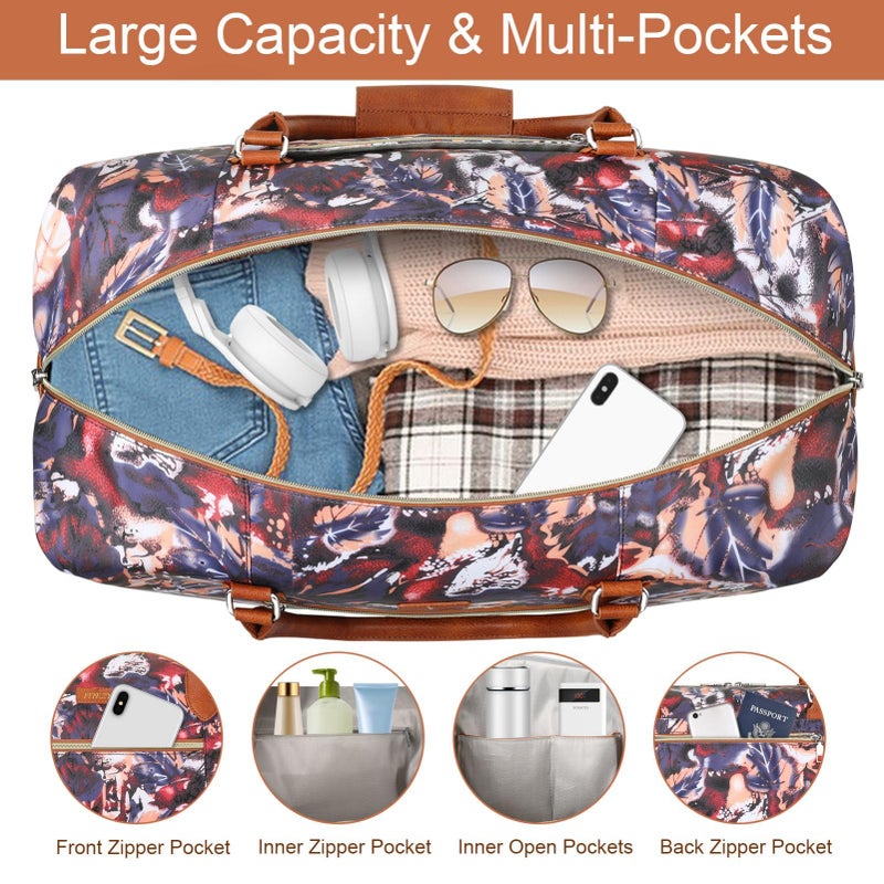 ITIEZY Weekender Bag for Women, Travel Duffel Bag Carry On Overnight Bag with Shoe Compartment Large Nylon Travel Weekend Tote Bag - Image 4