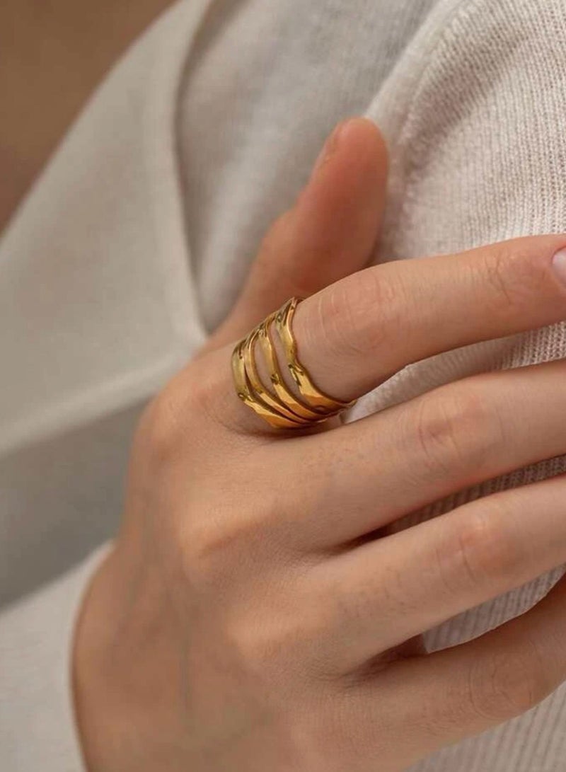 إيكوال خاتم نسائي من الاستانلس ستيل مطلي باللون الذهبي بمقاس موحد - Image 1