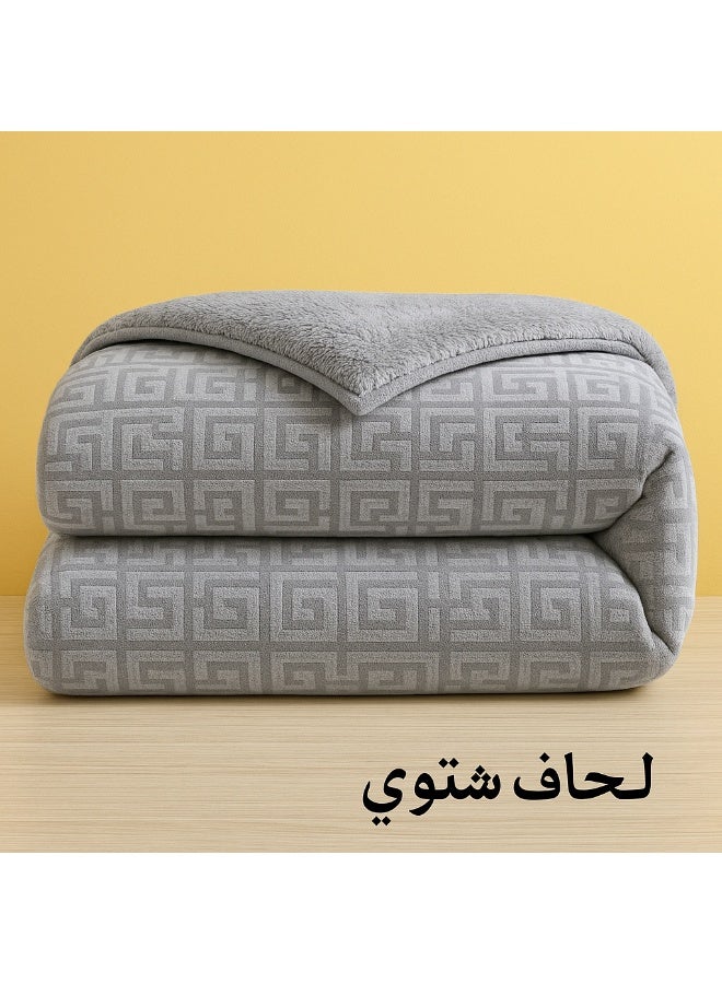 مينج لي مفرش شتوي نفر ونص نظام وجهين (مخمل × فرو) – طقم مفارش 4 قطع يشمل لحاف، شرشف مطاطي، غطاء وسادة وغطاء مخدة، يناسب سرير مقاس 140×200 سم - Image 3