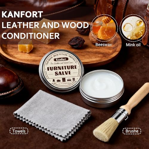 kanfort Leather & Furniture Repair Salve, Furniture Salve with Brush for Leather Wood, Leather Conditioner Help Prevent Cracking or Fading - Image 4