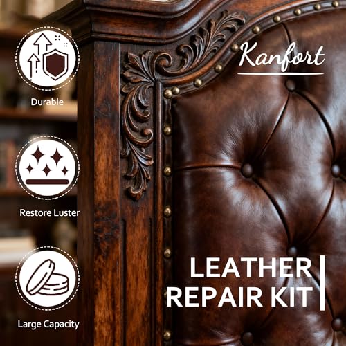 kanfort Leather & Furniture Repair Salve, Furniture Salve with Brush for Leather Wood, Leather Conditioner Help Prevent Cracking or Fading - Image 2