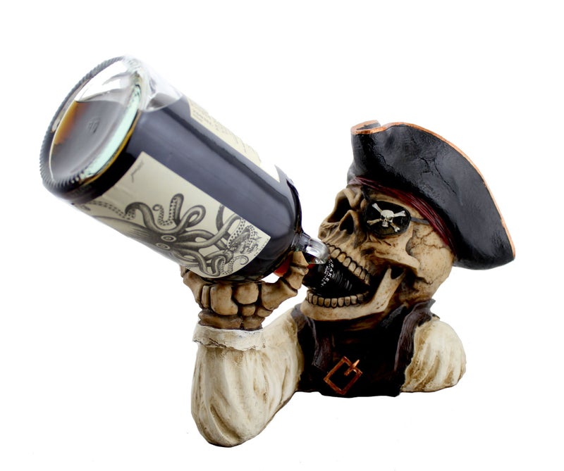 DWK Booty of the Vine Skeleton Pirate Decorative Wine Bottle Holder Kitchen Dcor 