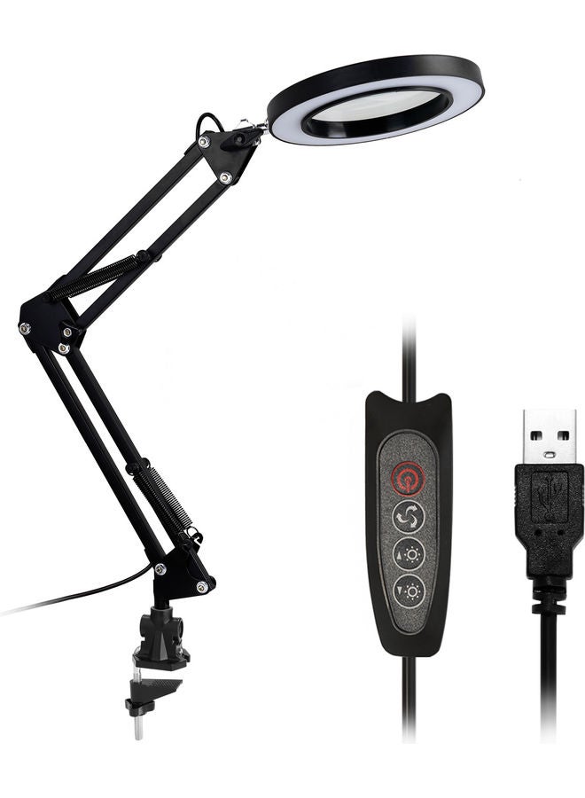 إسكدنيا مصباح مكتب زجاجي مكبر بمنفذ USB أسود - Image 1