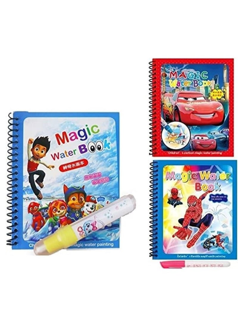 Generic 3 Books - Kids Magic Water Colouring Book Unlimited Fun with Water (multi-shape) for +3 kids, Coloring Drawing Reusable Water-Reveal Activity Pad, Chunky-Size Water Pen, Magic Coloring Book, Watercolor Magic Coloring Book, Sketchbook with Watercolor Magic Pen for Kids - Assorted Shapes, Fantastic Kids Toys, Magic Watercolor Coloring Book, Magic Water Book, Water Coloring Book, Doodling Paint with Water Magic Pen Painting Board, Children Education Drawing Toy, Water Coloring Book Toy Scribble Coloring Book with Magic Pen and Drawing Pad, Birthday Gift (multi-shape)  - Image 1