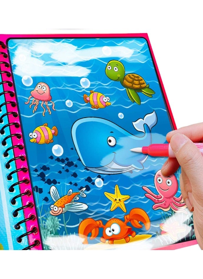 Generic 3 Books - Kids Magic Water Colouring Book Unlimited Fun with Water (multi-shape) for +3 kids, Coloring Drawing Reusable Water-Reveal Activity Pad, Chunky-Size Water Pen, Magic Coloring Book, Watercolor Magic Coloring Book, Sketchbook with Watercolor Magic Pen for Kids - Assorted Shapes, Fantastic Kids Toys, Magic Watercolor Coloring Book, Magic Water Book, Water Coloring Book, Doodling Paint with Water Magic Pen Painting Board, Children Education Drawing Toy, Water Coloring Book Toy Scribble Coloring Book with Magic Pen and Drawing Pad, Birthday Gift (multi-shape)  - Image 5