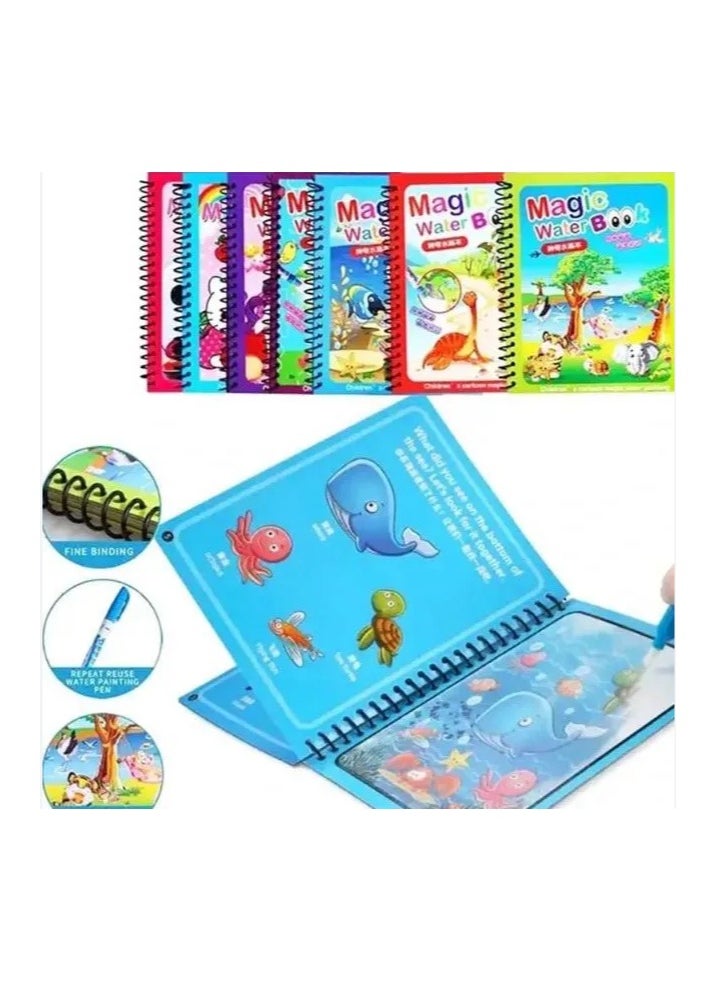 Generic 3 Books - Kids Magic Water Colouring Book Unlimited Fun with Water (multi-shape) for +3 kids, Coloring Drawing Reusable Water-Reveal Activity Pad, Chunky-Size Water Pen, Magic Coloring Book, Watercolor Magic Coloring Book, Sketchbook with Watercolor Magic Pen for Kids - Assorted Shapes, Fantastic Kids Toys, Magic Watercolor Coloring Book, Magic Water Book, Water Coloring Book, Doodling Paint with Water Magic Pen Painting Board, Children Education Drawing Toy, Water Coloring Book Toy Scribble Coloring Book with Magic Pen and Drawing Pad, Birthday Gift (multi-shape)  - Image 2