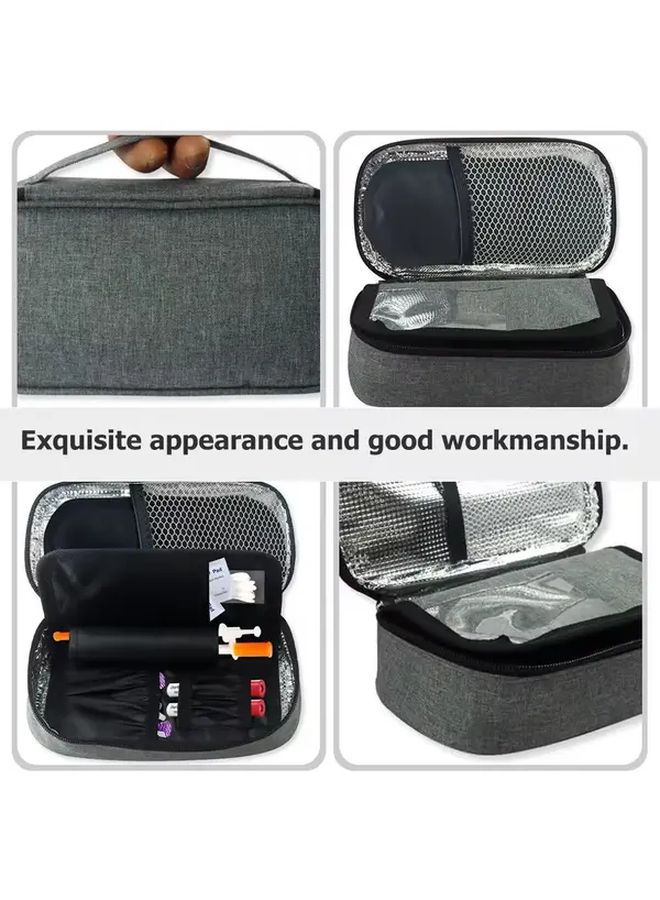Insulin Cooler Medicine Case Travel Organizer Thermal Regulated Gray - Image 1