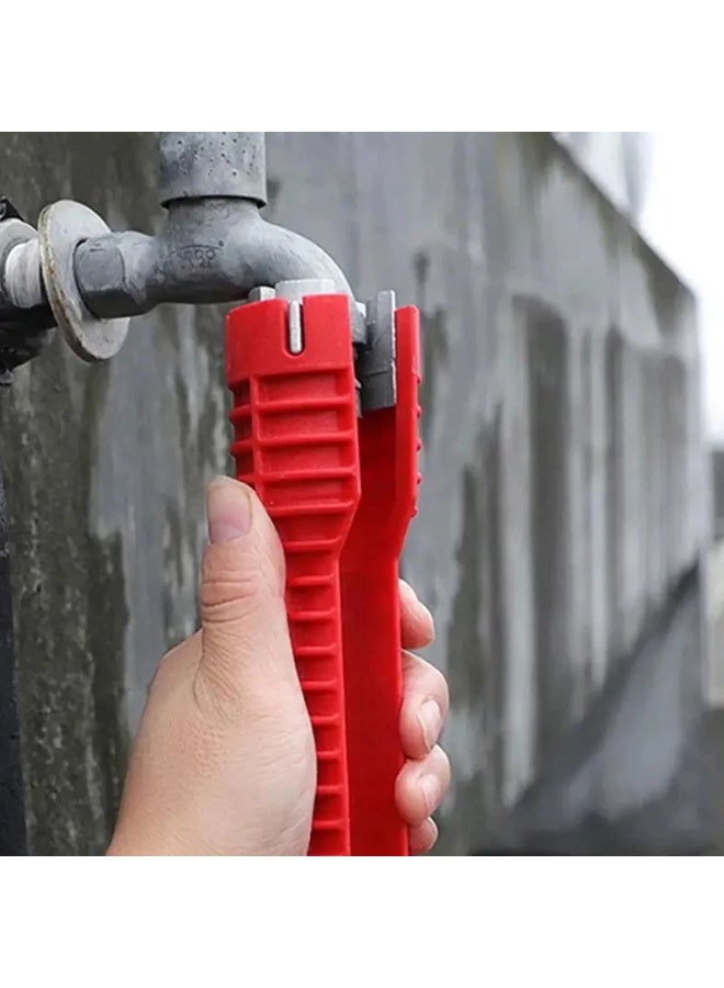 Faucet Wrench, 8-in-1 Multifunctional Sink Wrench, Faucet and Pipe Installation Tool, Faucet and Sink Installer,Basin Wrench,Multifunctional Wrench Tools For Toilet Bowl/Sink/Bathroom/Kitchen (Red) - Image 3