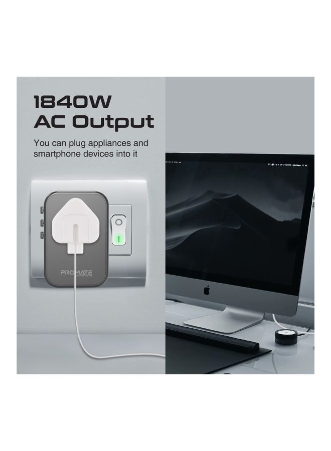 PROMATE GaN Travel Adapter with AC Outlet, Dual 65W USB-C PD and 30W QC 3.0 Ports, TripMate-GaN65 Black - Image 4