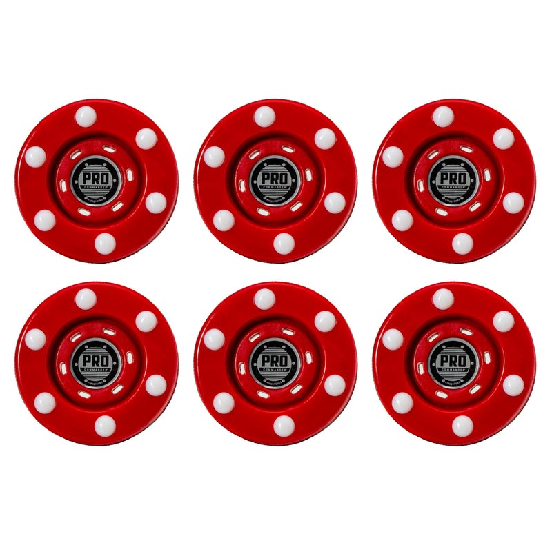 Franklin Sports NHL Street Roller Hockey Pucks - (6) Pro Commander Outdoor Street Hockey Pucks with Rollers for Practice + Training - Red - Image 1