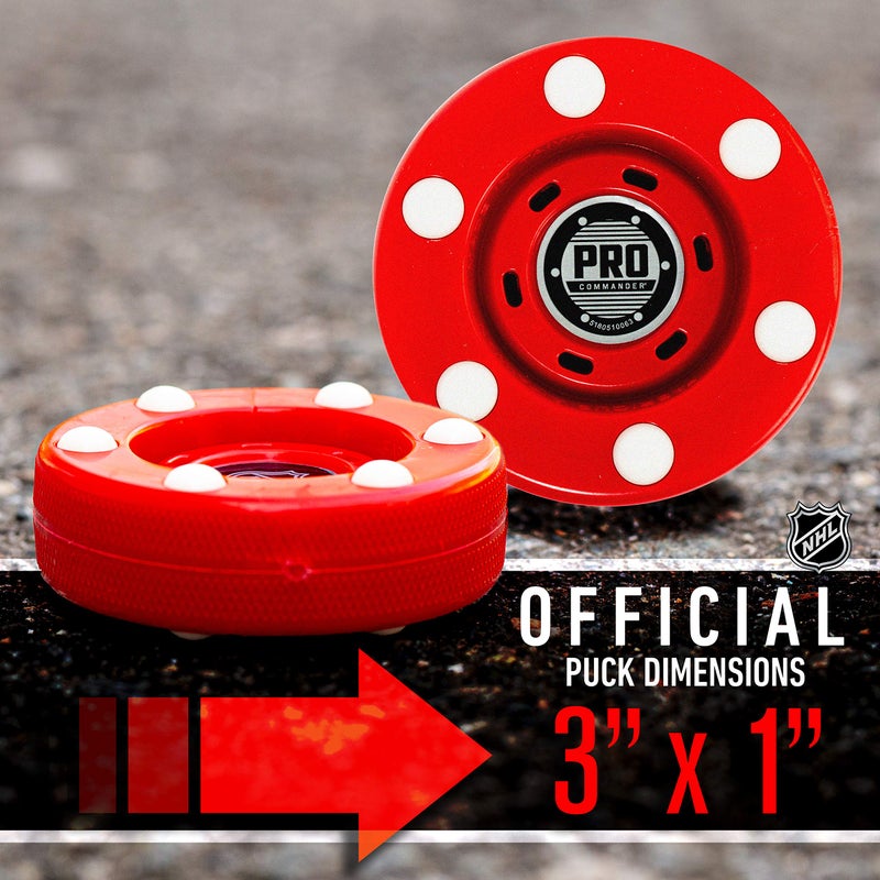 Franklin Sports NHL Street Roller Hockey Pucks - (6) Pro Commander Outdoor Street Hockey Pucks with Rollers for Practice + Training - Red - Image 2