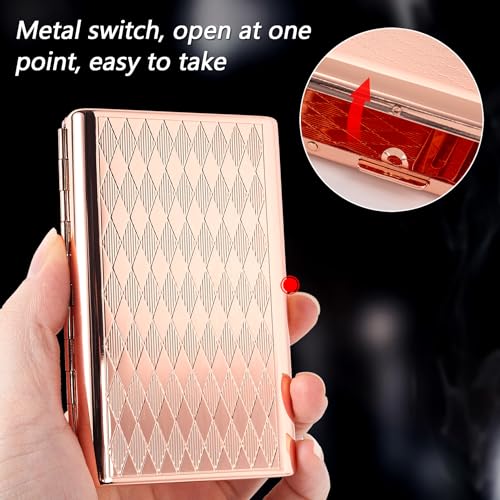 Goshentech Retro Metal Lozenge Space Pattern case,14 Capacity,Metal Plated Rose Gold,Double-Sided,Bank Card case, Cash Box(100mm King Size) (Rose Gold) - Image 5