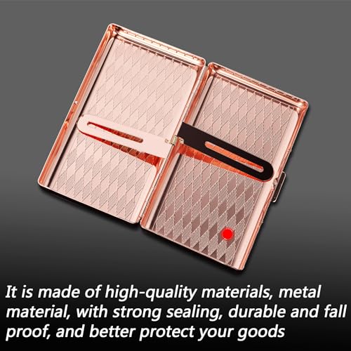 Goshentech Retro Metal Lozenge Space Pattern case,14 Capacity,Metal Plated Rose Gold,Double-Sided,Bank Card case, Cash Box(100mm King Size) (Rose Gold) - Image 4
