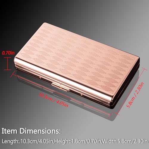 Goshentech Retro Metal Lozenge Space Pattern case,14 Capacity,Metal Plated Rose Gold,Double-Sided,Bank Card case, Cash Box(100mm King Size) (Rose Gold) - Image 2