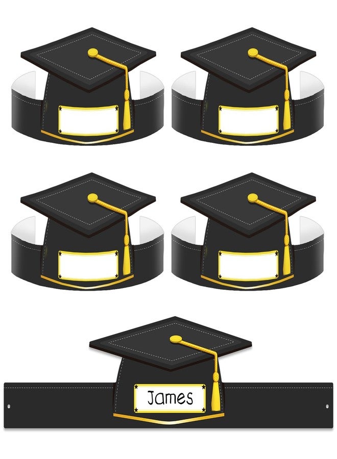 WhatSign Paper Graduation Cap Hats - 24PCS Kindergarten Preschool Graduation Caps for Kid Students Adjustable Hat Topper Headbands Paper Crowns for Grad Ceremony Party - Black - Image 1