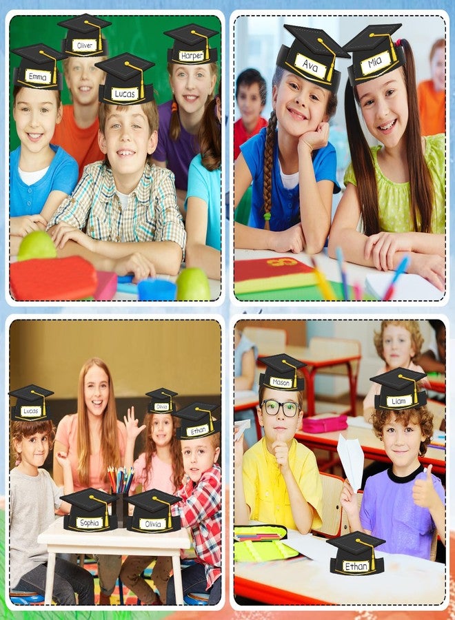 WhatSign Paper Graduation Cap Hats - 24PCS Kindergarten Preschool Graduation Caps for Kid Students Adjustable Hat Topper Headbands Paper Crowns for Grad Ceremony Party - Black - Image 4