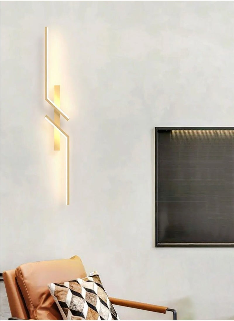 LOOPITYS （Gold, 60CM，Three color temperatures）Modern Creative Strip Led Wall Lamp Minimalist Bedroom Bedside Wall Sconce Led Lights Living Room TV Sofa Background Wall Lamp  - Image 1