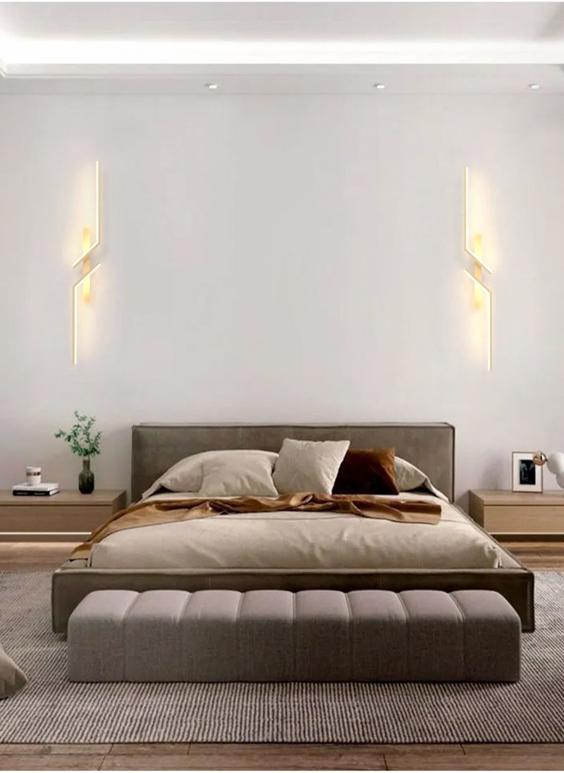 LOOPITYS （Gold, 60CM，Three color temperatures）Modern Creative Strip Led Wall Lamp Minimalist Bedroom Bedside Wall Sconce Led Lights Living Room TV Sofa Background Wall Lamp  - Image 5
