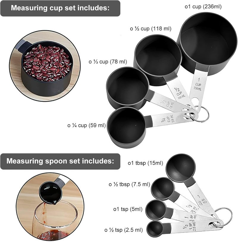 Aputue Global mainstream design picks Measuring Cups and Spoons Set, 8PCS Professional Grade Measuring Tools with Ergonomic Handles, Dishwasher Safe Kitchen Essentials for Accurate Baking and Cooking Measurements Light durable upgraded substance - Image 2