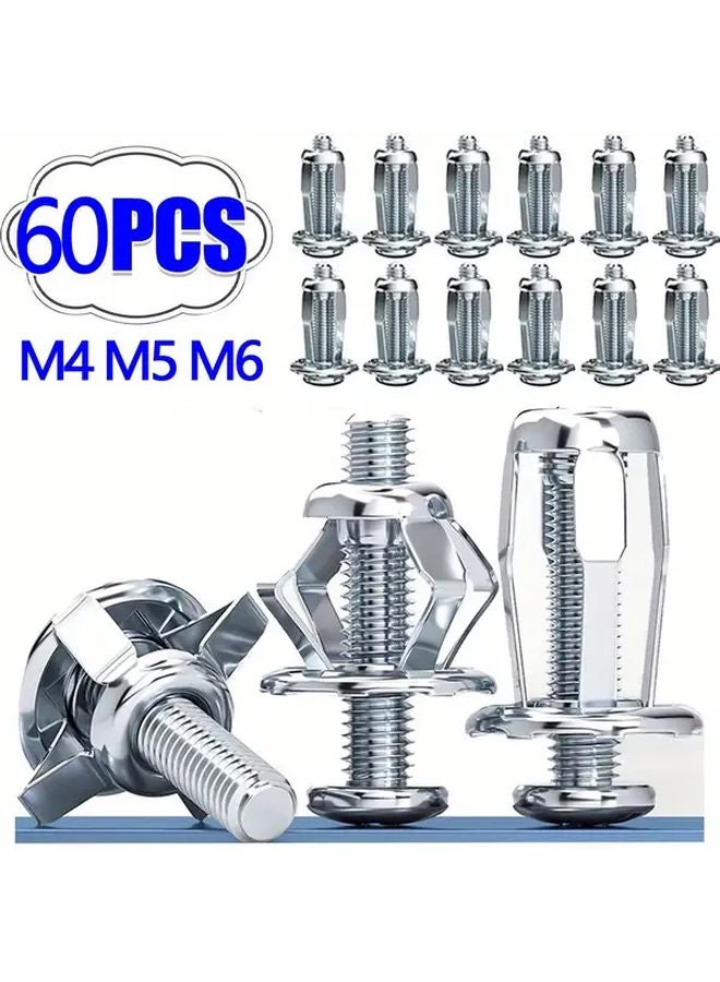 60 Pieces M6 25mm Petal Screws Nuts Expansion Jack Nuts Cross Screws Rivets Fasteners - Image 1