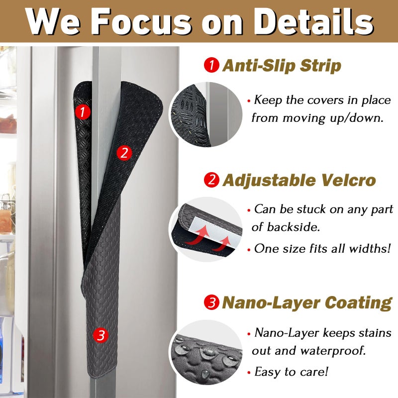 Luludamier Refrigerator Door Handle Covers, 4 PCS, Performance Appliance Handle Covers, Non-Slip Fridge Door Handle Covers, Keep Your Kitchen Clean, Microwave Oven Dishwasher door Handle Protectors(Carbon Black) - Image 4