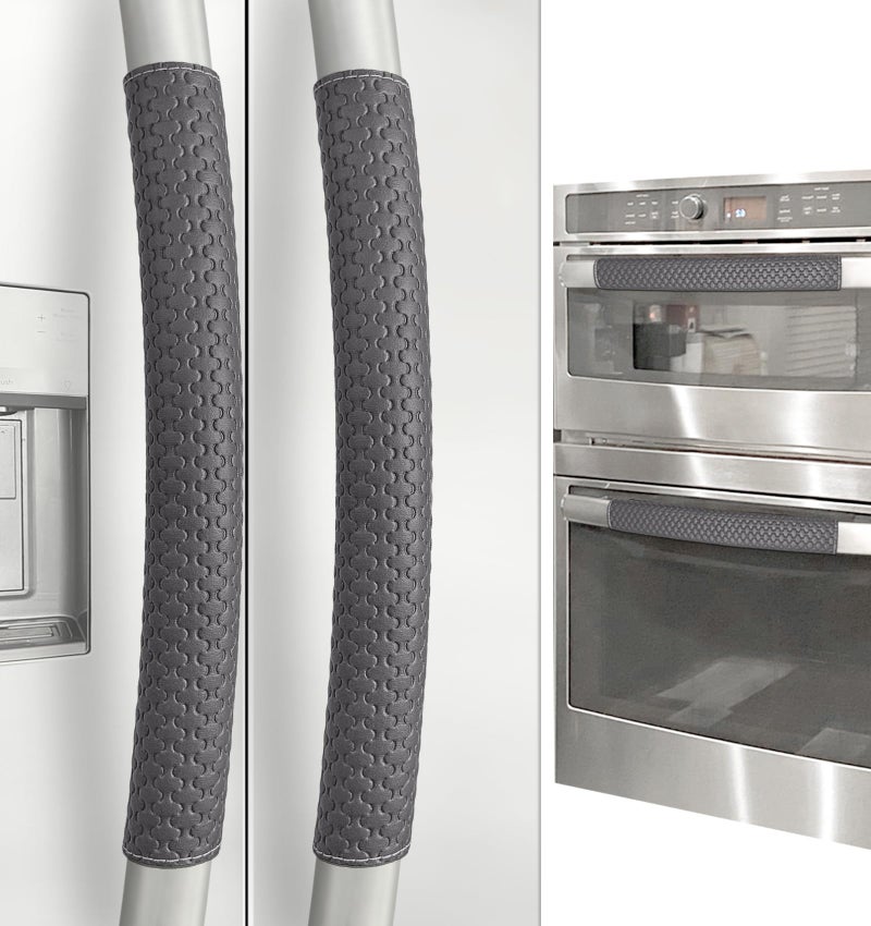 Luludamier Refrigerator Door Handle Covers, 4 PCS, Performance Appliance Handle Covers, Non-Slip Fridge Door Handle Covers, Keep Your Kitchen Clean, Microwave Oven Dishwasher door Handle Protectors(Carbon Black) - Image 1