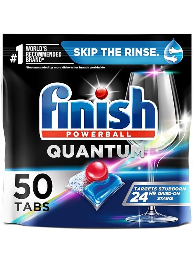 Finish - Quantum with Activblu Technology - 50ct - Dishwasher Detergent - Powerball - Ultimate Clean and Shine - Dishwashing Tablets - Dish Tabs-(Packaging May Vary)