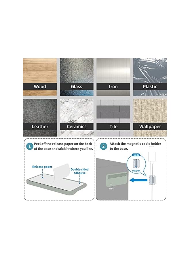 PROMASS Magnetic Cable Holder, Cable Management, Desktop Multipurpose Cable Organizer,3 Different Sizes Magnetic Clips for Lighting Cables, USB C Cables, Micro Cables (Blue) - Image 4