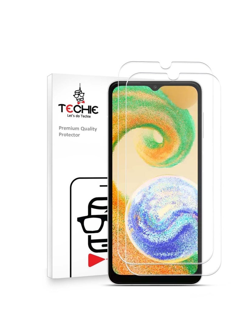 Techie حامي شاشة زجاجي مقسّى عالي الدقة 2 قطعة لسامسونج جالاكسي A04s مضاد للانعكاس مضاد للفقاعات صلابة 9H سماكة 0.2 مم حواف مدورة تركيب سهل - Image 1