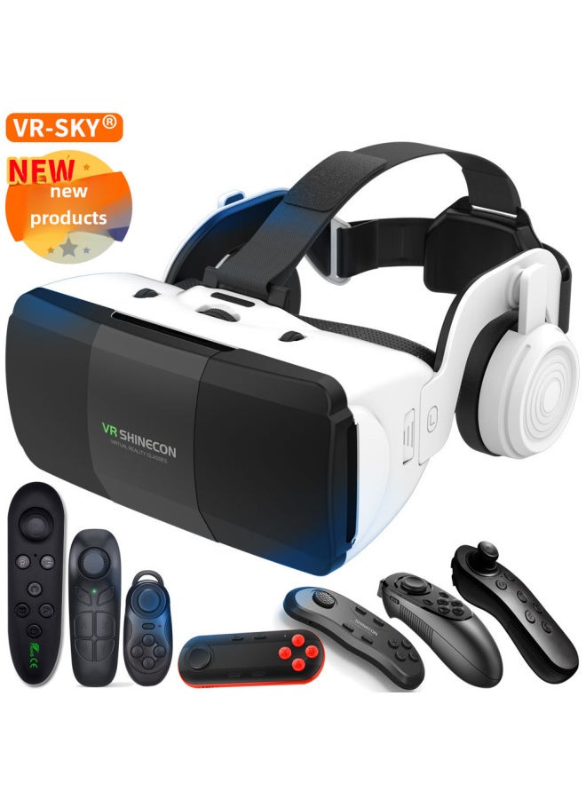 خوذة ألعاب الواقع الافتراضي VR Shinecon G06ED، سماعة رأس ثلاثية الأبعاد بمرآة سحرية مختارة للأطفال والبالغين، لون G06ED Y1 أبيض - Image 2