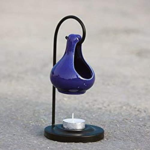 Breezy Aroma Metal Blue Hanging Ceramic Tealight Candle Holder Oil Burner Aroma Lamp Aroma Diffuser 8 H x 4 W Inch - Image 5