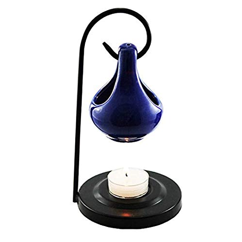 Breezy Aroma Metal Blue Hanging Ceramic Tealight Candle Holder Oil Burner Aroma Lamp Aroma Diffuser 8 H x 4 W Inch - Image 4