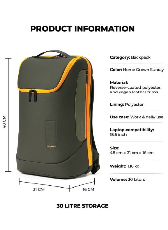 Mokobara MOKOBARA The Transit Standard Backpack - 30 Litre Premium Nylon 15.6" Laptop Backpack Bag with Luggage Sleeve (Home Grown Sunray)  - Image 3