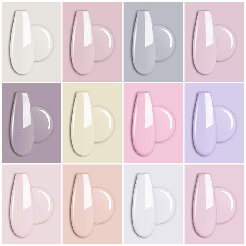 AIMEILI Transparent Jelly Milky White Sheer Pink Nude Gel Polish Kit, Soak Off Sheer Gel Nail Polish Set Of 12pcs X 8ml - Kit Set 3 - Image 2