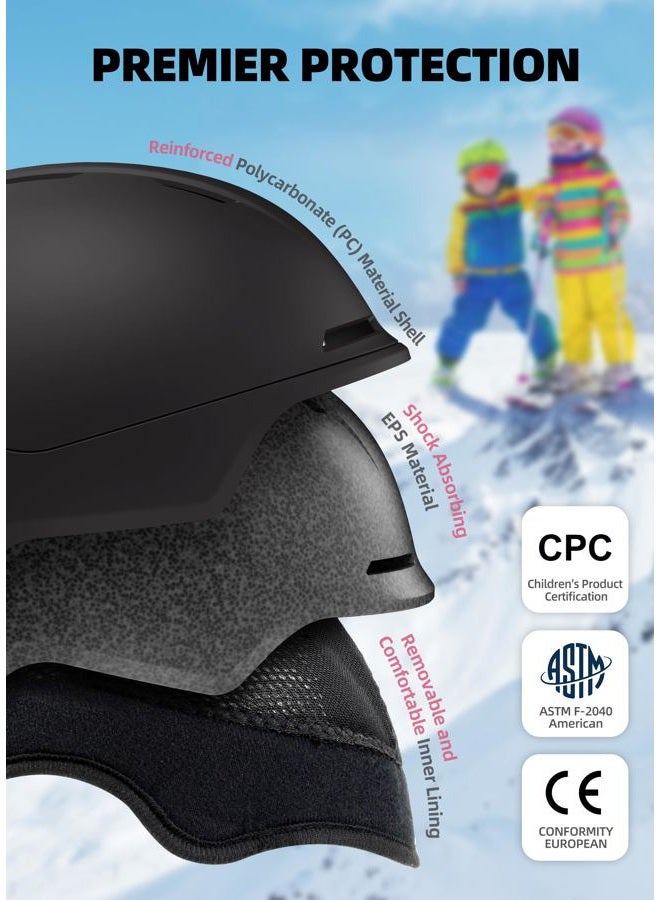 InnerKing Kids Ski Helmet and Goggles, Lightweight Boys Ski Helmet, Reinforced PC Shell & Shock-Absorbing EPS Foam & Soft Lining, Girls Snowboard Helmet 10 Vents, Snow Sport Helmets for Teens - Black - Image 2