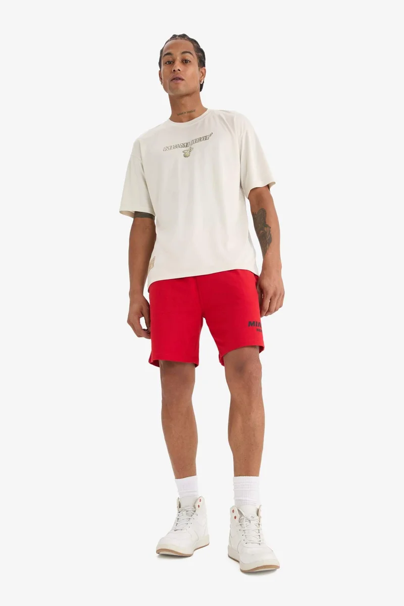 ديفاكتو DeFactoFit NBA Miami Heat Boxy Fit Crew Neck T-Shirt