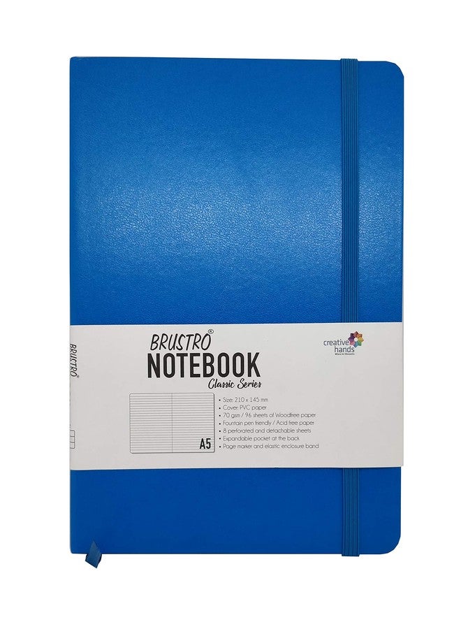 BRUSTRO Classic Series A5, 70gsm Paper, 96 Sheets,Blue Lightweight Notebook Diary with Sturdy hardcover, Elastic Closure Strap, Handy Pocket, Versatile use for School, Office and Home - Image 5
