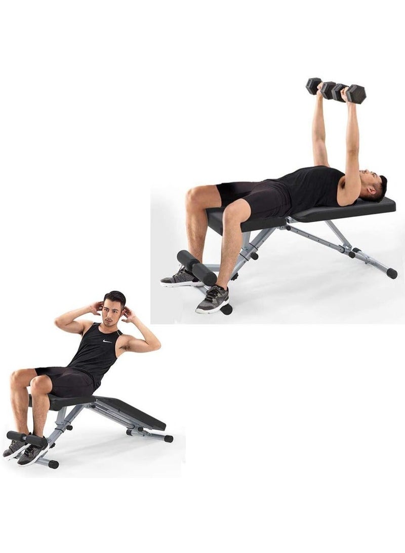 أس أه كرسي تمارين قابل للتعديل لتمارين الجسم بالكامل، متعدد الاستخدامات ومناسب لتمارين القوة، قابل للطي مع وضعيات مائلة ومسطحة ومنخفضة، مثالي للمنزل وصالة الألعاب الرياضية، مصنوع من الفولاذ المتين مع وسادة مريحة - Image 5