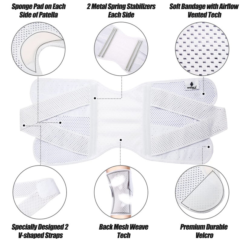 NEENCA Knee Brace for Knee Pain, Compression Knee Support with Air Mesh Fabric, Adjustable Knee Wrap with Side Stabilizers, Ultra-Soft Bandage for Sports, Running, Meniscus Tear, ACL, Arthritis Relief - Image 2