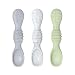 Bumkins Baby Utensil Set Silicone Trainer Spoons for Dipping Soft Tip SelfFeeding Chew Baby Led Weaning First Year Training Supplies Essentials in Learning Eating 4 Mos 3pk Gray and Green - Image 2