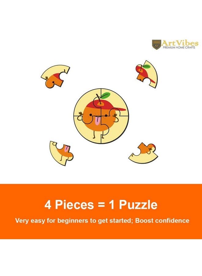 Artvibes Artvibes Fruits Premium Wooden Puzzles for Kids | Jigsaw Puzzles for Kids Age 2-5 | 4 Piece Puzzles | Toddlers Wooden Puzzle (PZ_603NN), Set of 6 - Image 3
