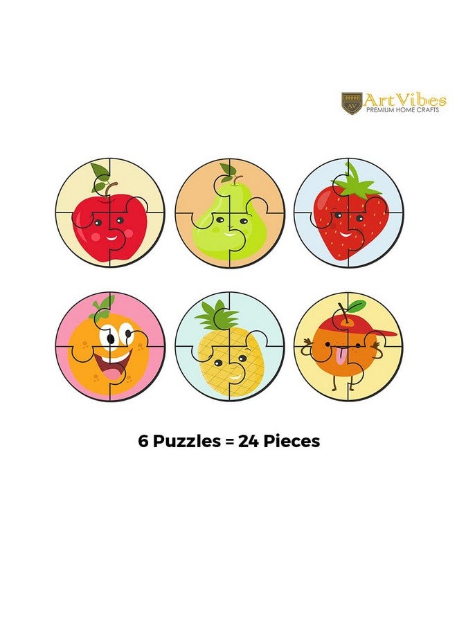 Artvibes Artvibes Fruits Premium Wooden Puzzles for Kids | Jigsaw Puzzles for Kids Age 2-5 | 4 Piece Puzzles | Toddlers Wooden Puzzle (PZ_603NN), Set of 6 - Image 2