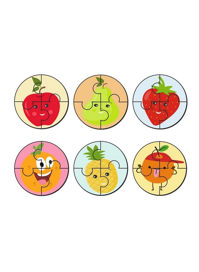 Artvibes Artvibes Fruits Premium Wooden Puzzles for Kids | Jigsaw Puzzles for Kids Age 2-5 | 4 Piece Puzzles | Toddlers Wooden Puzzle (PZ_603NN), Set of 6 - Image 1