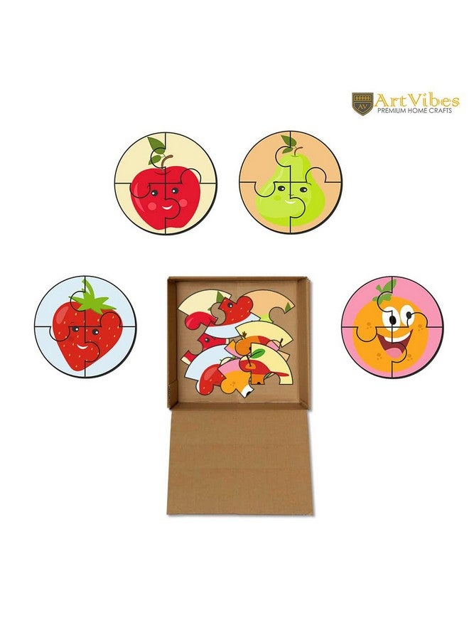 Artvibes Artvibes Fruits Premium Wooden Puzzles for Kids | Jigsaw Puzzles for Kids Age 2-5 | 4 Piece Puzzles | Toddlers Wooden Puzzle (PZ_603NN), Set of 6 - Image 4